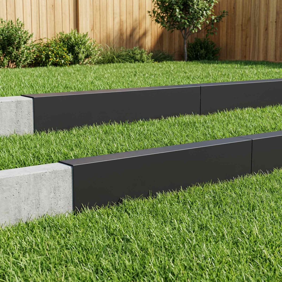 Garden Edging Cover 10 pcs 100 x 6 x 15 cm Steel Black