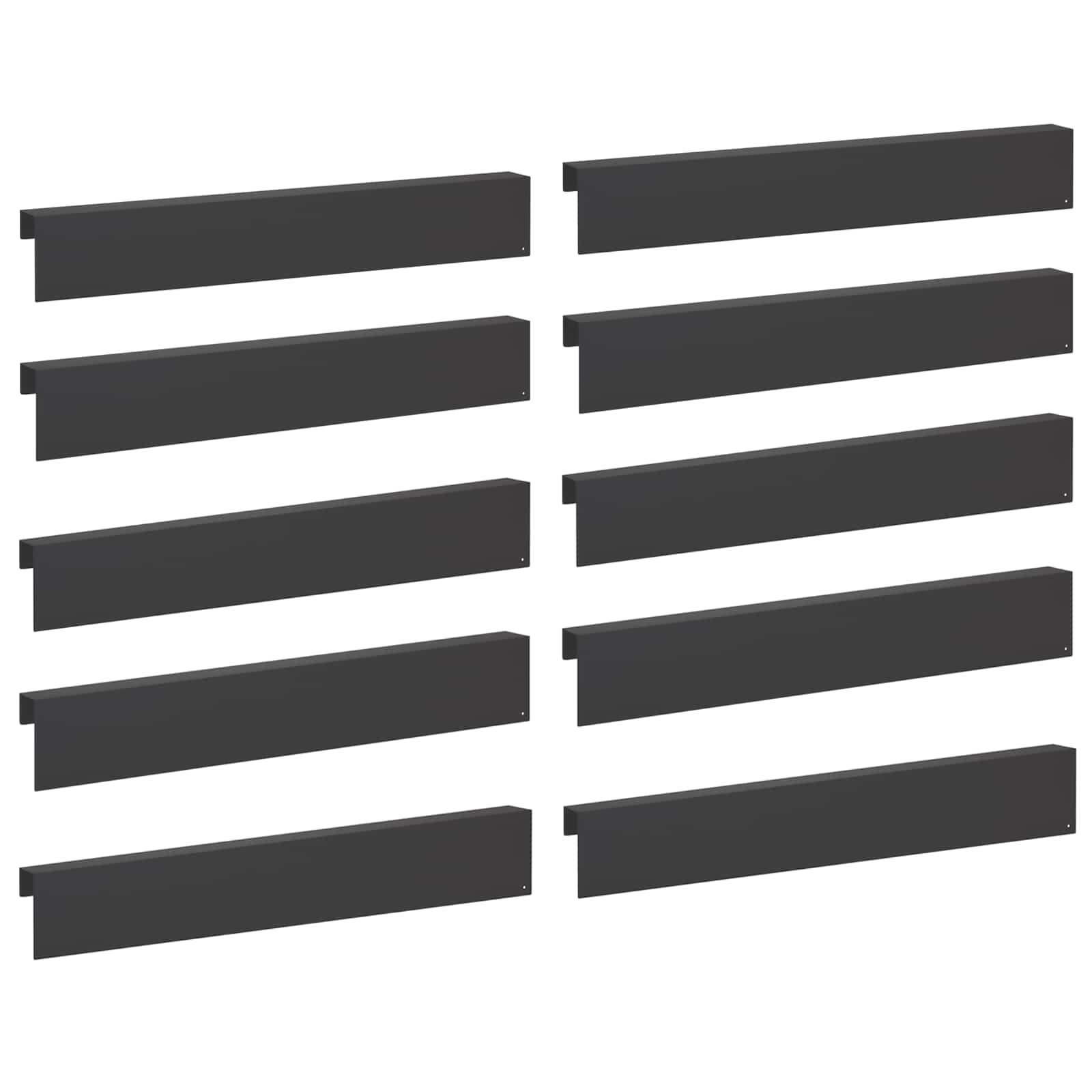 Garden Edging Cover 10 pcs 100 x 6 x 15 cm Steel Black