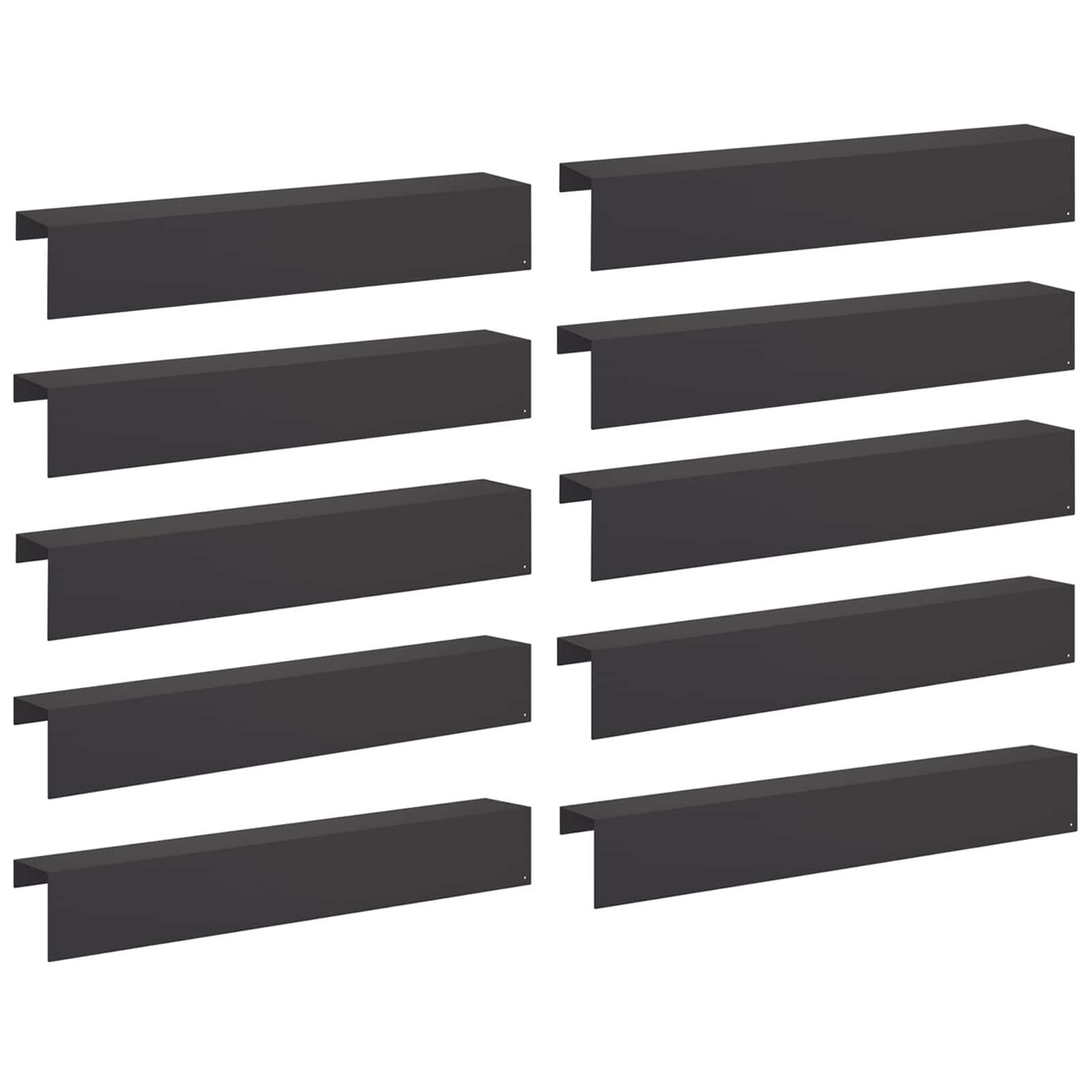 Garden Edging Cover 10 pcs 100 x 15 x 15 cm Steel Black