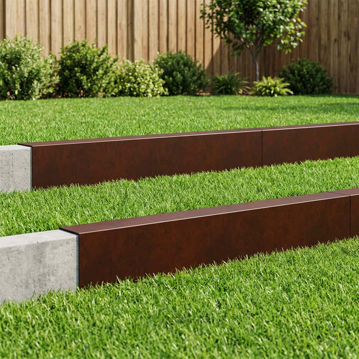 Garden Edging Cover 10 pcs 100 x 15 x 15 cm Weathering Steel