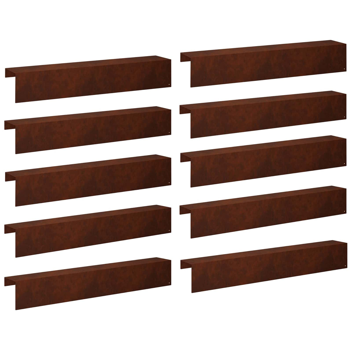 Garden Edging Cover 10 pcs 100 x 15 x 15 cm Weathering Steel
