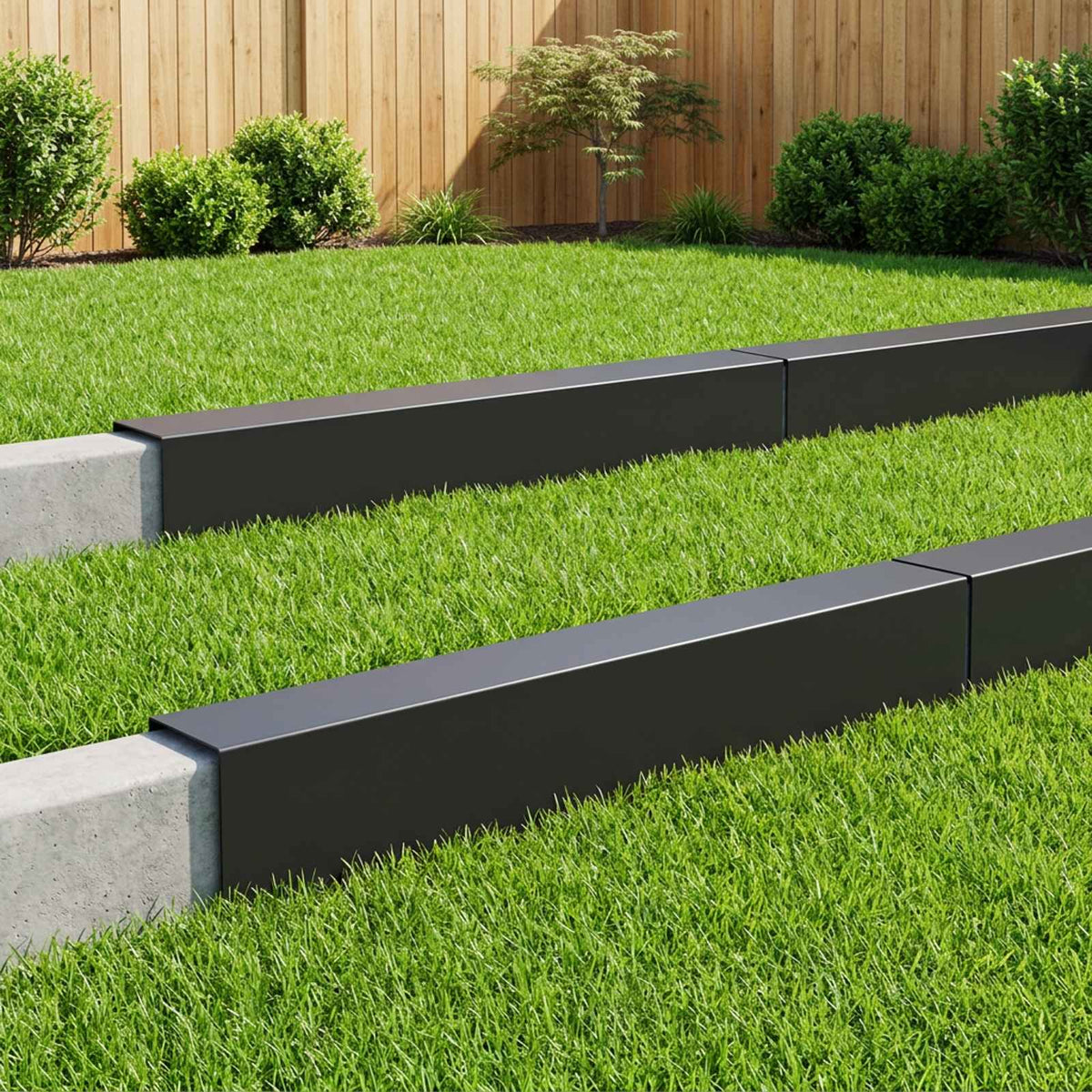 Garden Edging Cover 10 pcs 100 x 20 x 15 cm Steel Black