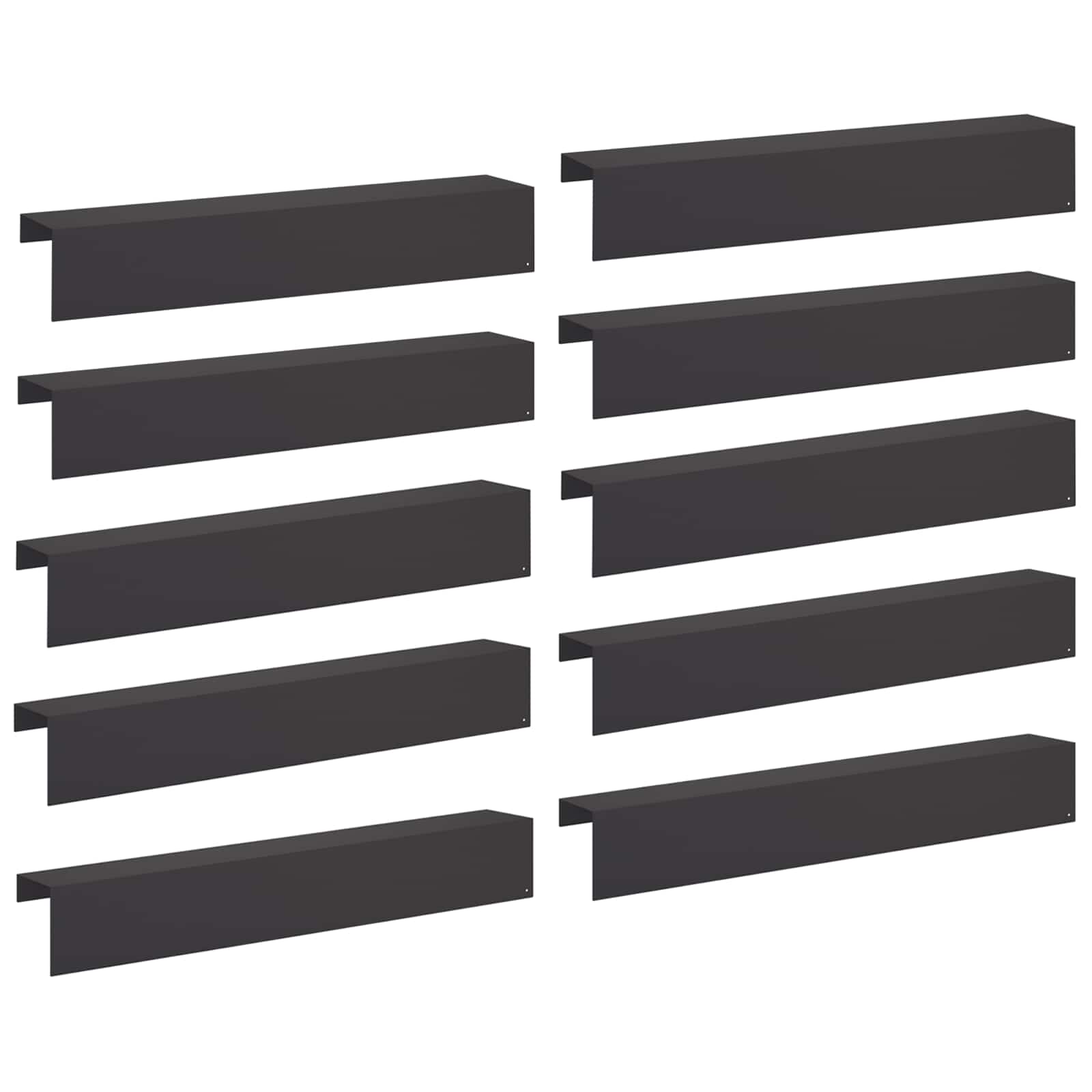 Garden Edging Cover 10 pcs 100 x 20 x 15 cm Steel Black