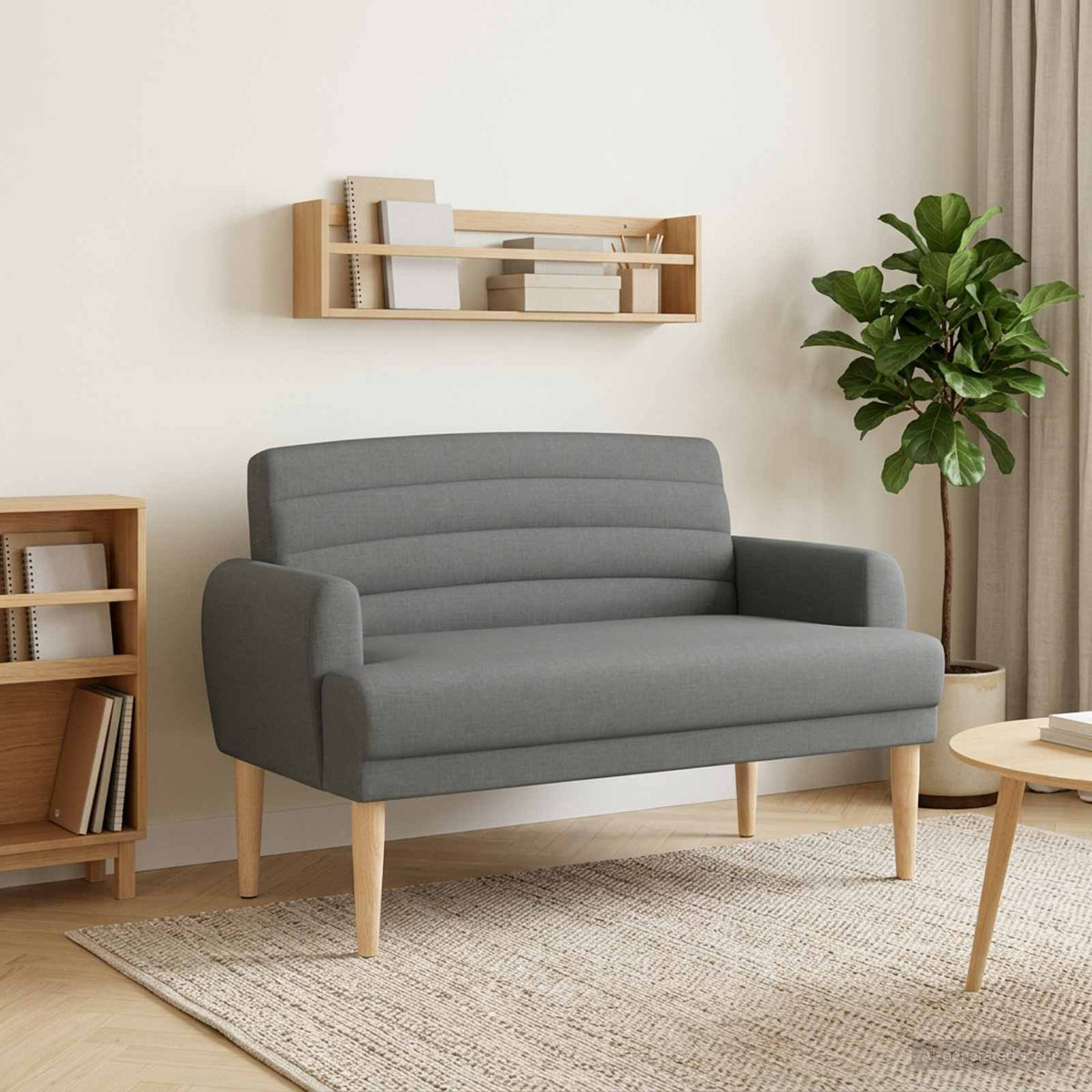 Loveseat with button tufted Dark Grey 116 x 67 x 80 cm Fabric