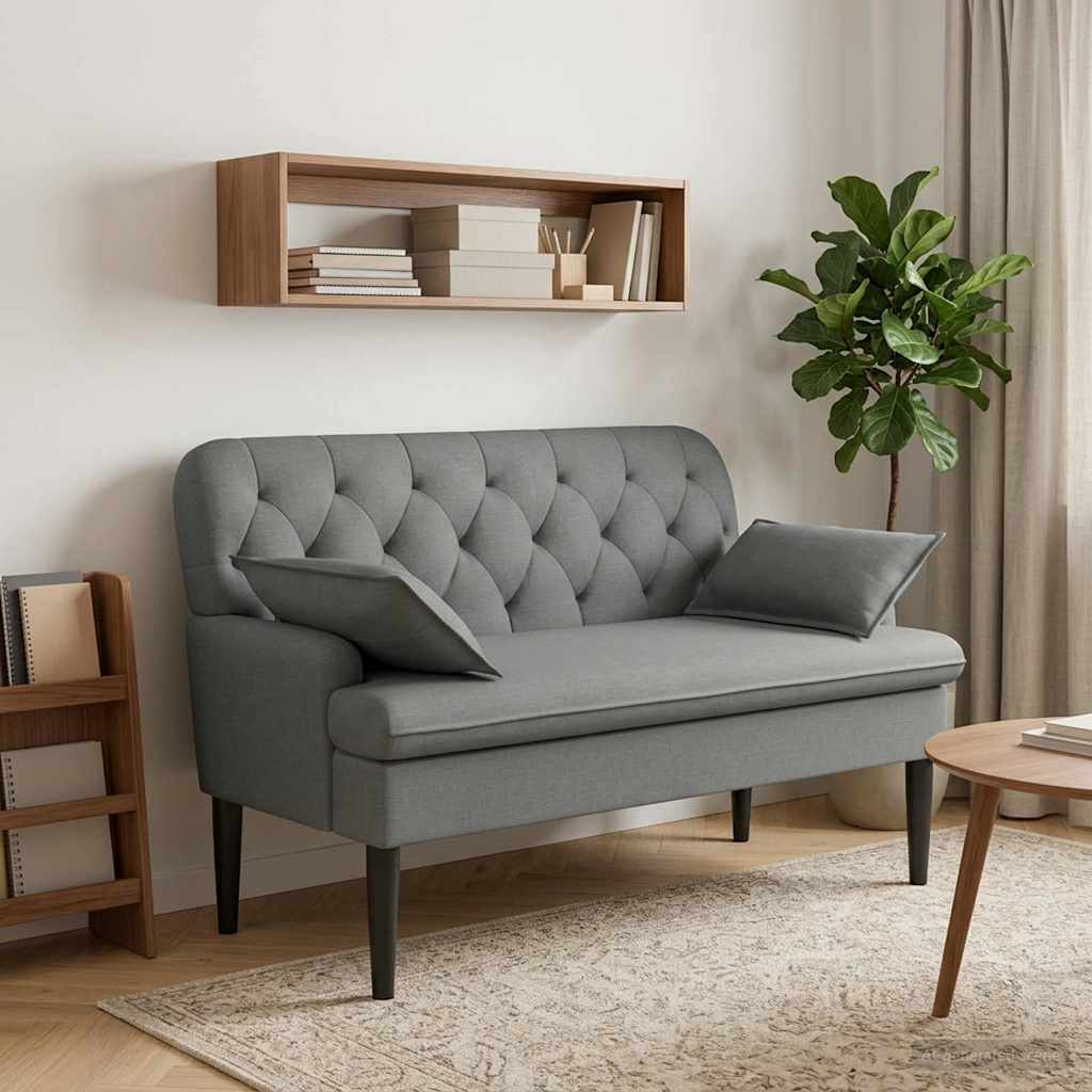 Loveseat with button tufted Dark Grey 111 x 68 x 80 cm Fabric