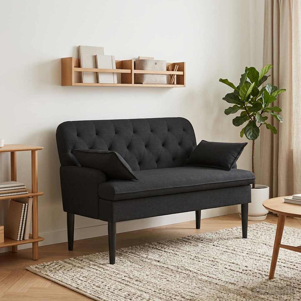Loveseat with button tufted Black 111 x 68 x 80 cm Fabric