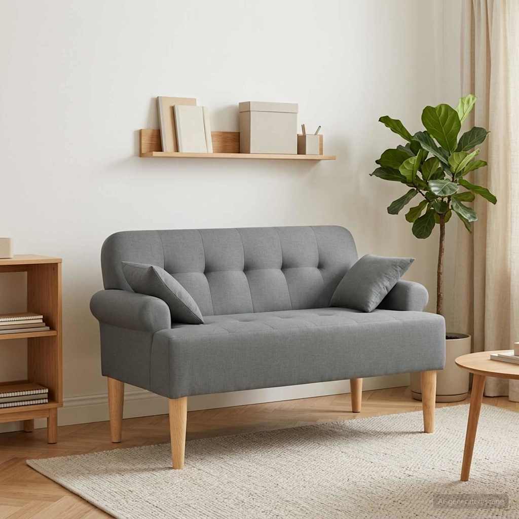 Loveseat with button tufted Dark Grey 120 x 65 x 79 cm Fabric
