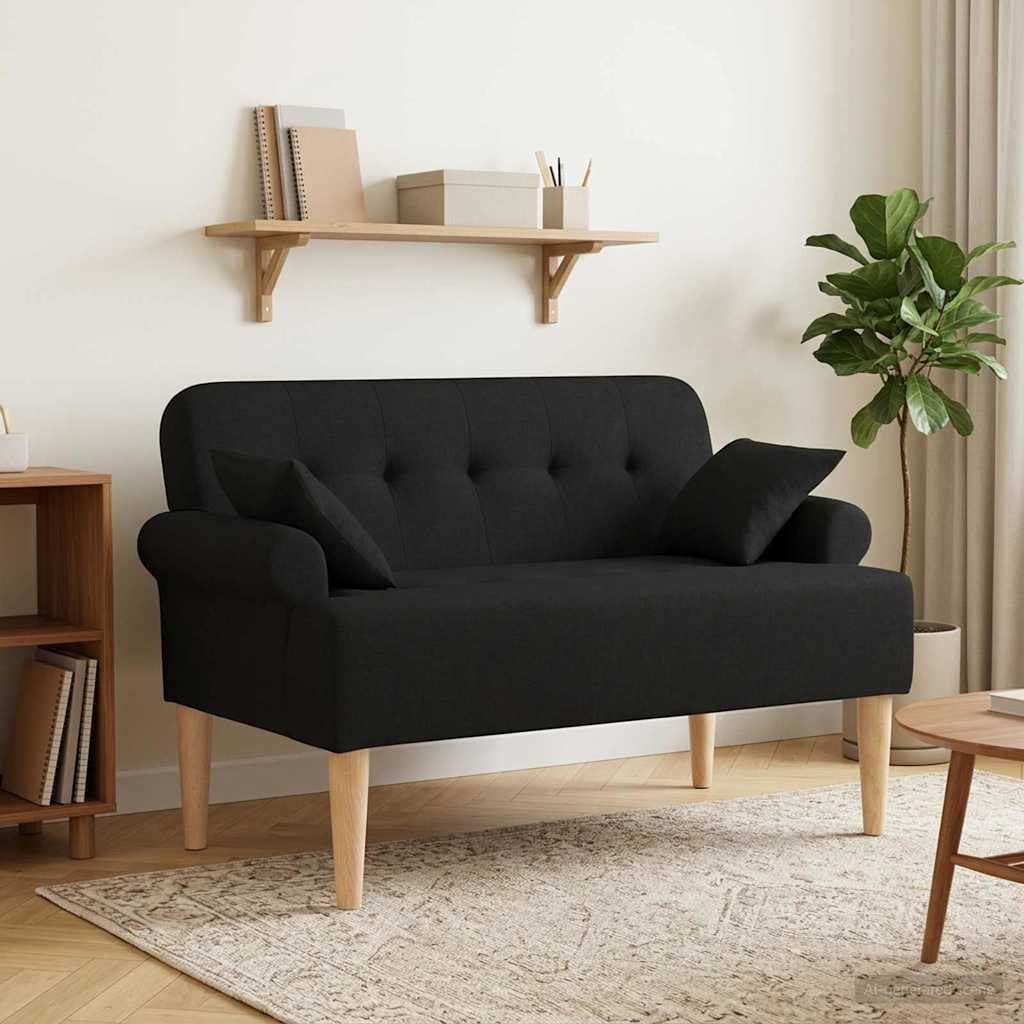 Loveseat with button tufted Black 120 x 65 x 79 cm Fabric