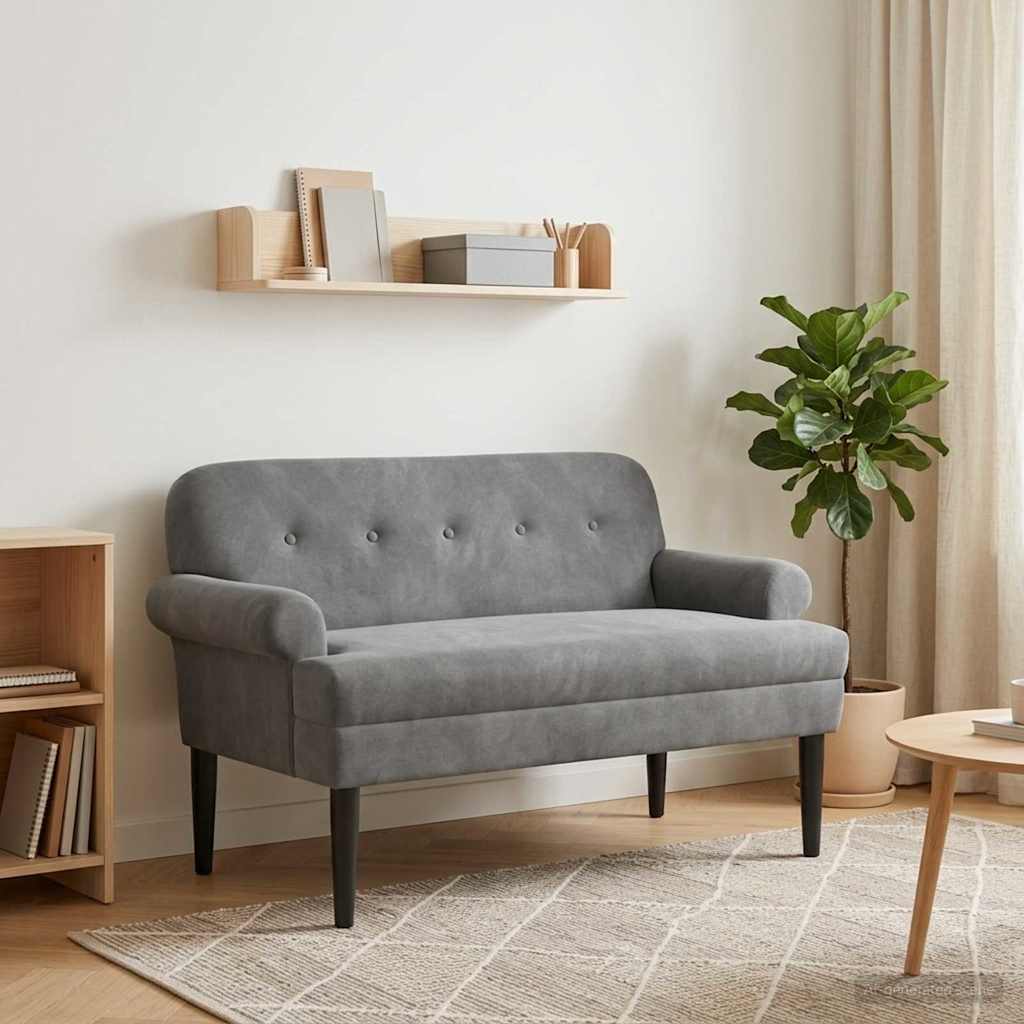 Loveseat with button tufted Dark Grey 120 x 66 x 78 cm Velvet
