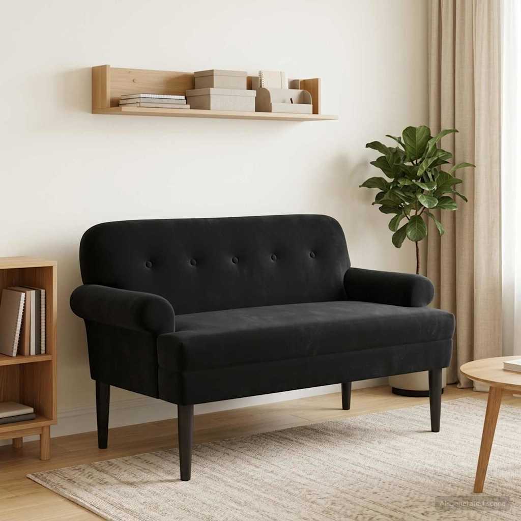 Loveseat with button tufted Black 120 x 66 x 78 cm Velvet