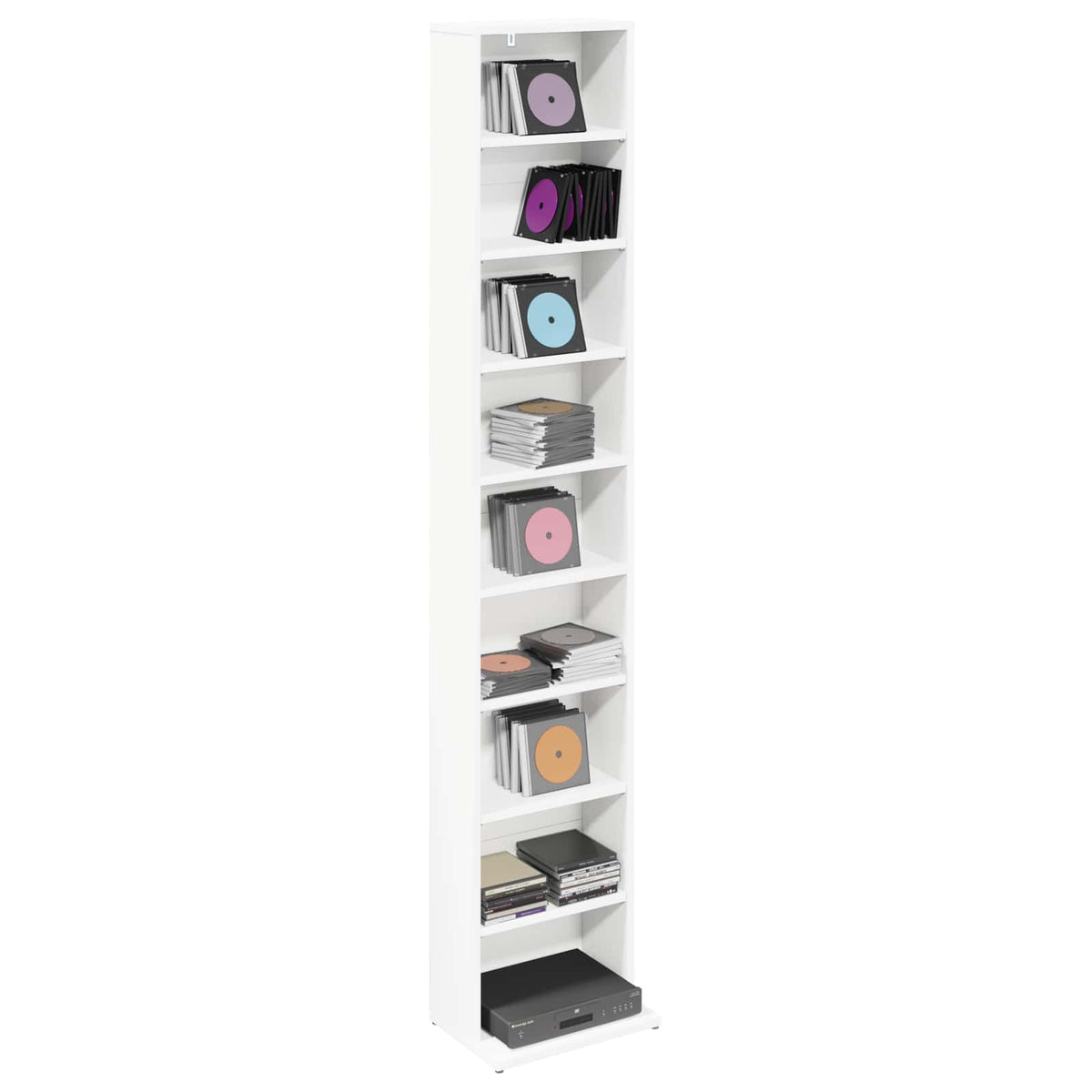 CD Cabinet White 33 x 23.5 x 175 cm Engineered Wood