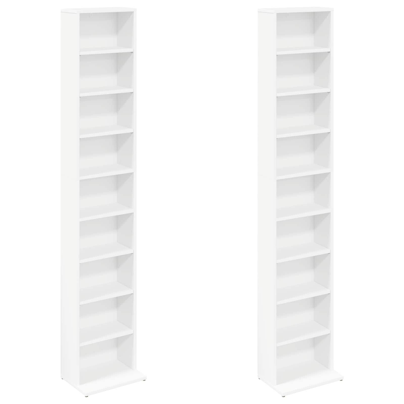 CD Cabinet 2 pcs White 33 x 23.5 x 175 cm Engineered Wood