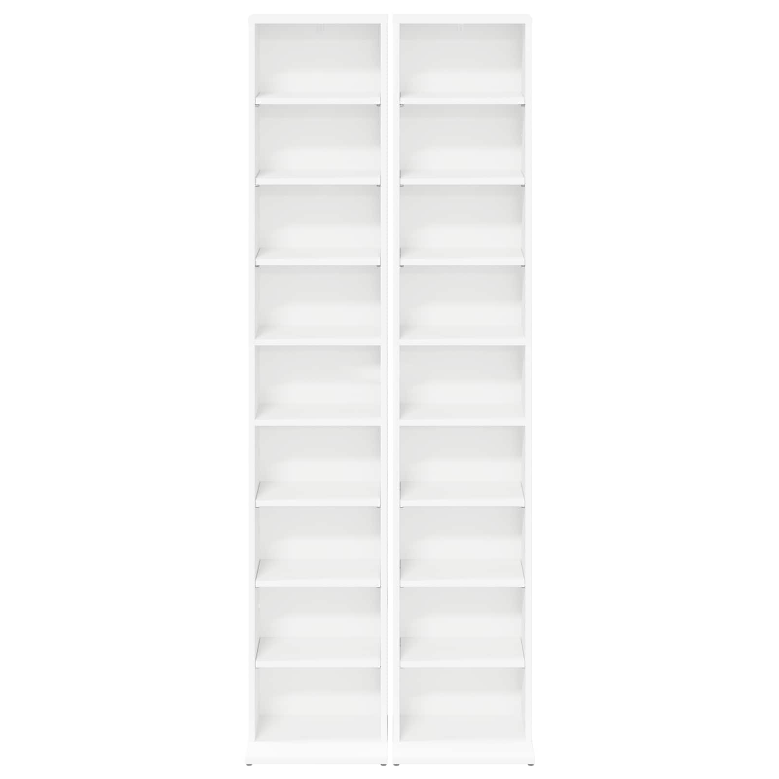 CD Cabinet 2 pcs White 33 x 23.5 x 175 cm Engineered Wood
