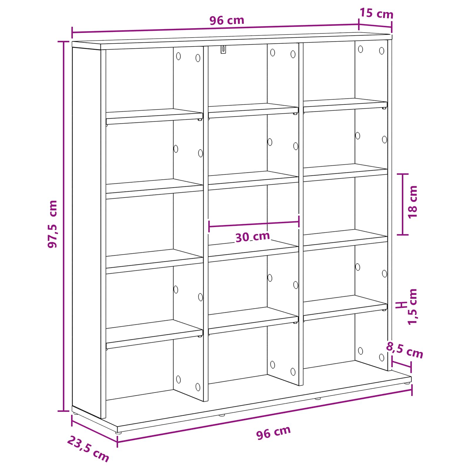 CD Cabinet White 96 x 23.5 x 97.5 cm Engineered Wood