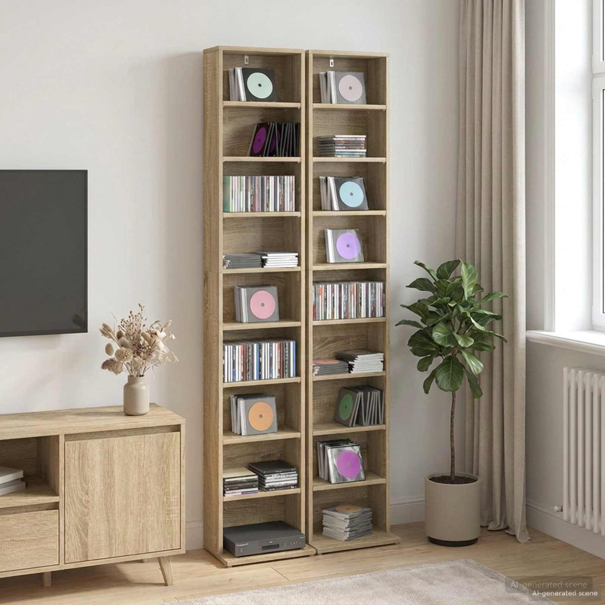 CD Cabinet White 65 x 23.5 x 97.5 cm Engineered Wood