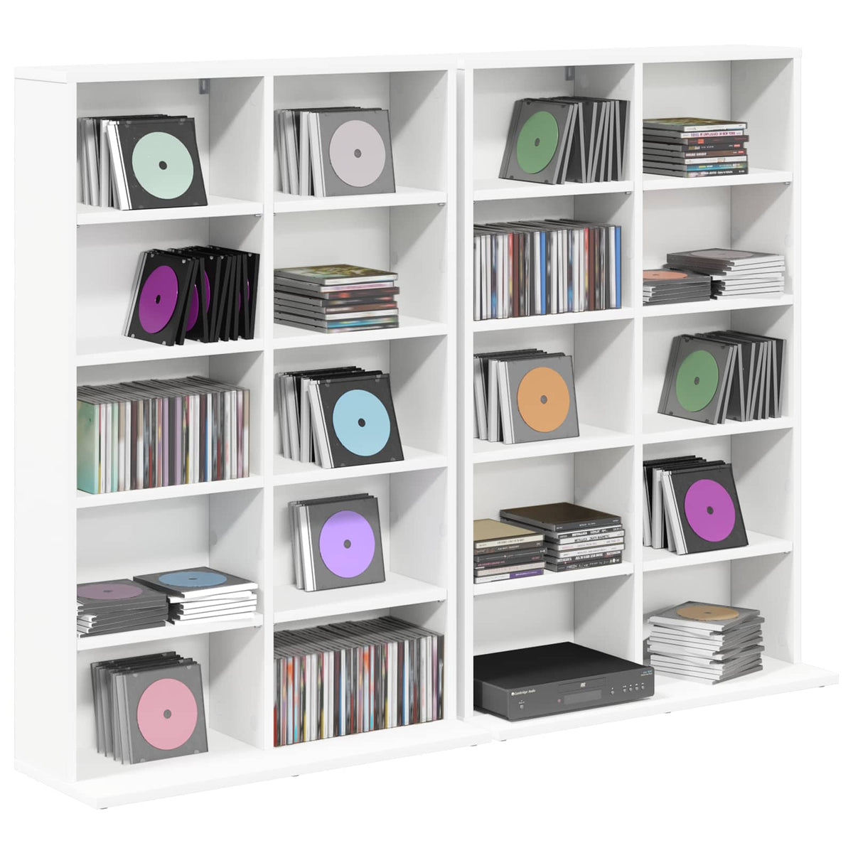 CD Cabinet 2 pcs White 65 x 23.5 x 97.5 cm Engineered Wood