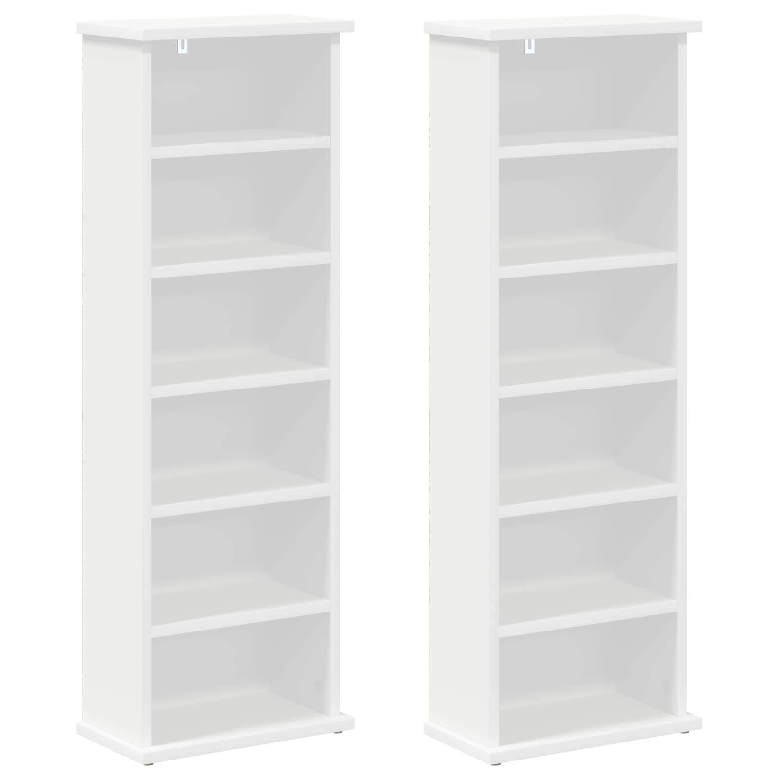 CD Cabinet 2 pcs White 60 x 17 x 92 cm Engineered Wood