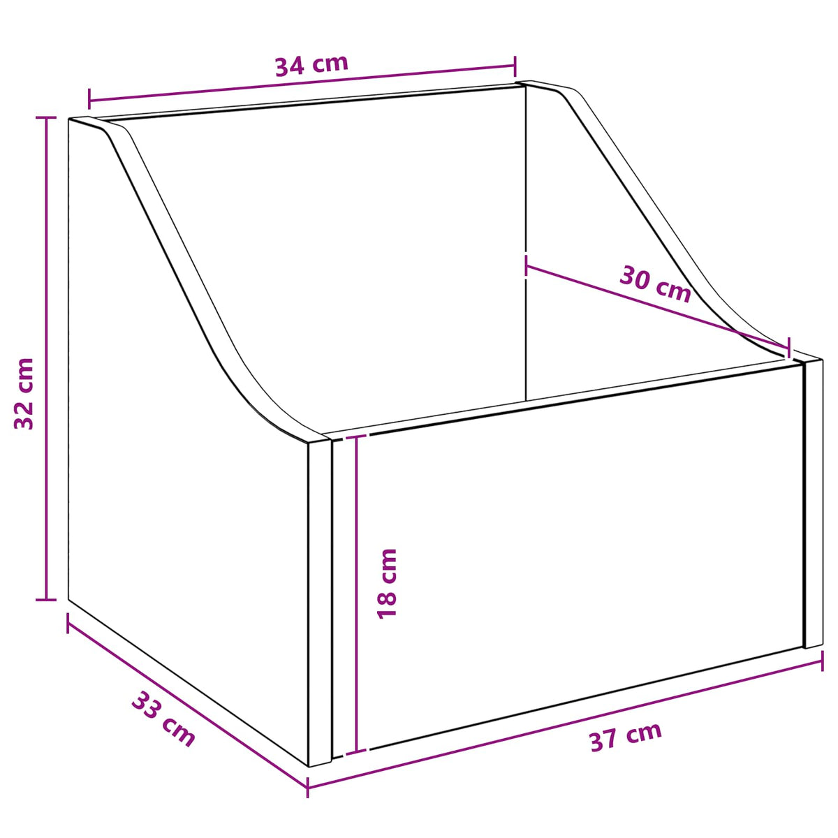 LP Record Box White 37 x 33 x 32 cm Engineered Wood