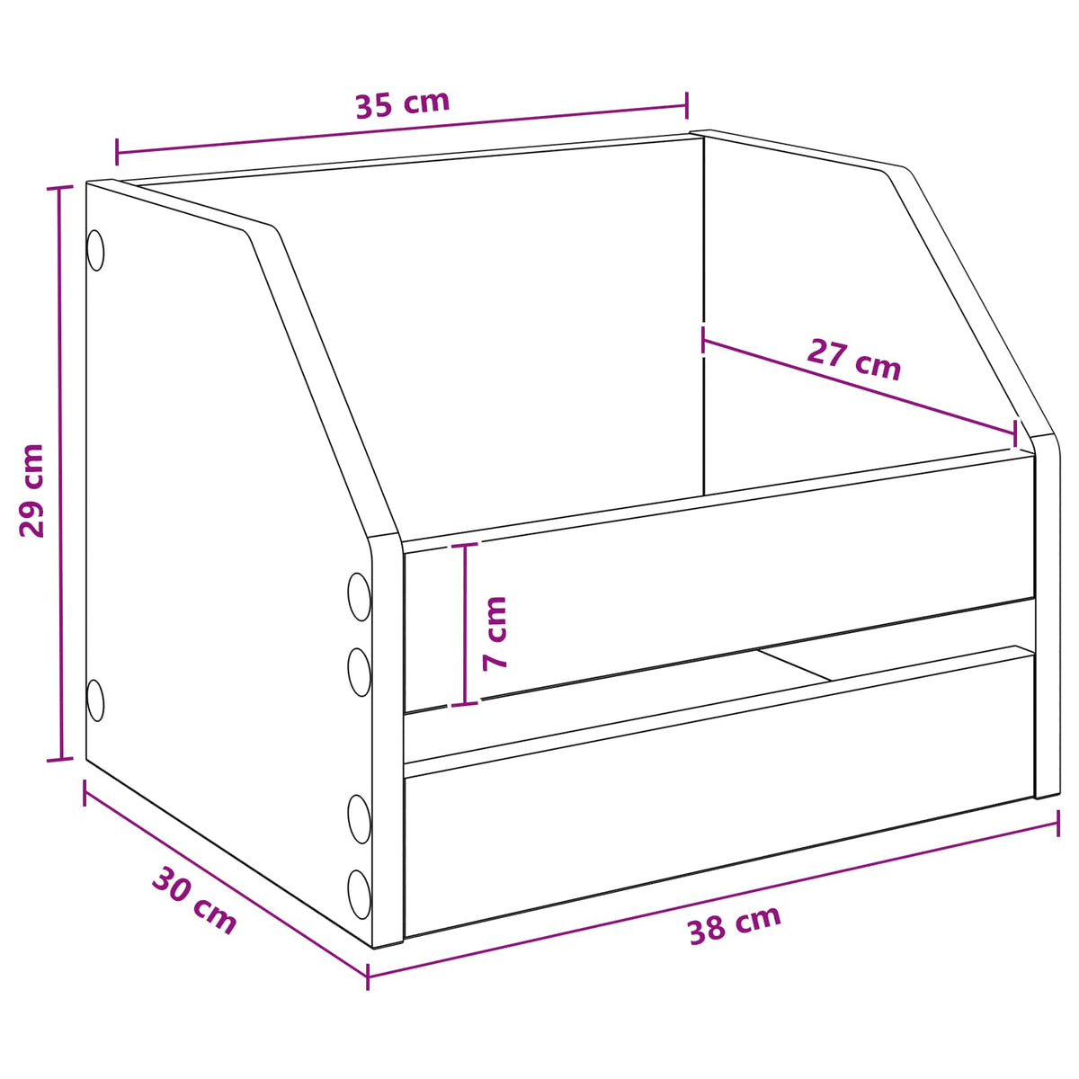 Vinyl Album Box White 38 x 30 x 29 cm Engineered Wood