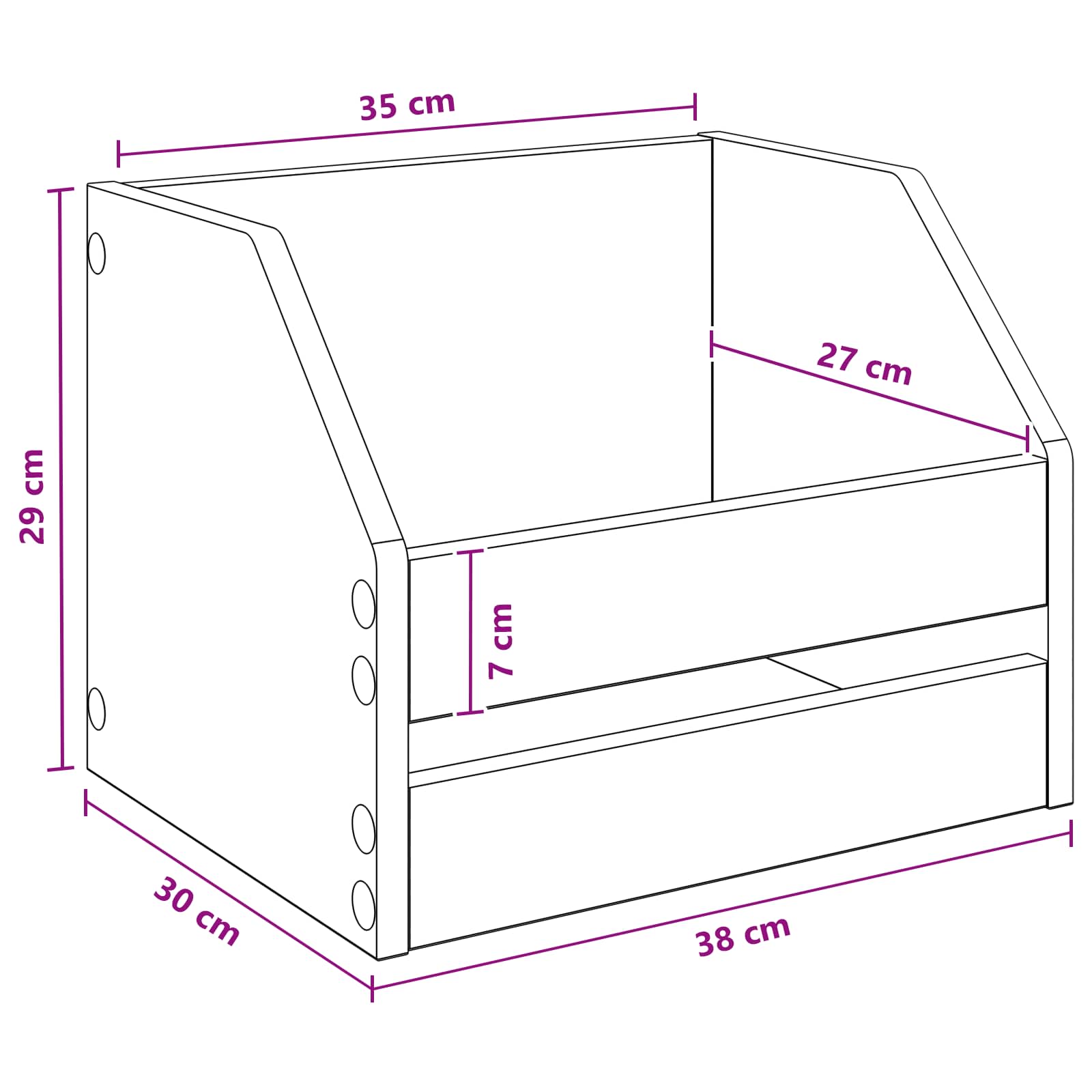 Vinyl Album Box White 38 x 30 x 29 cm Engineered Wood