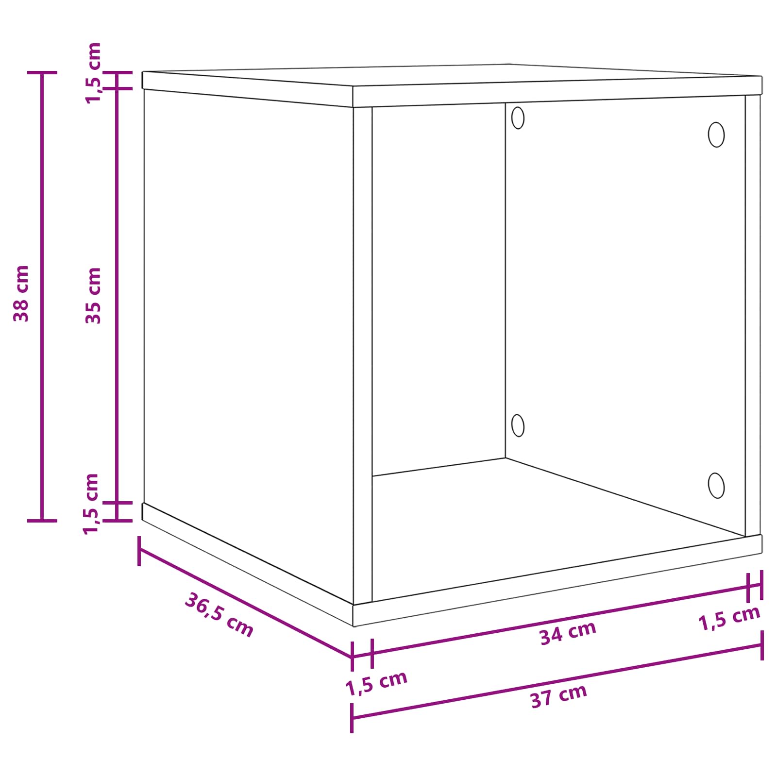 Vinyl Album Box White 37 x 36.5 x 38 cm Engineered Wood