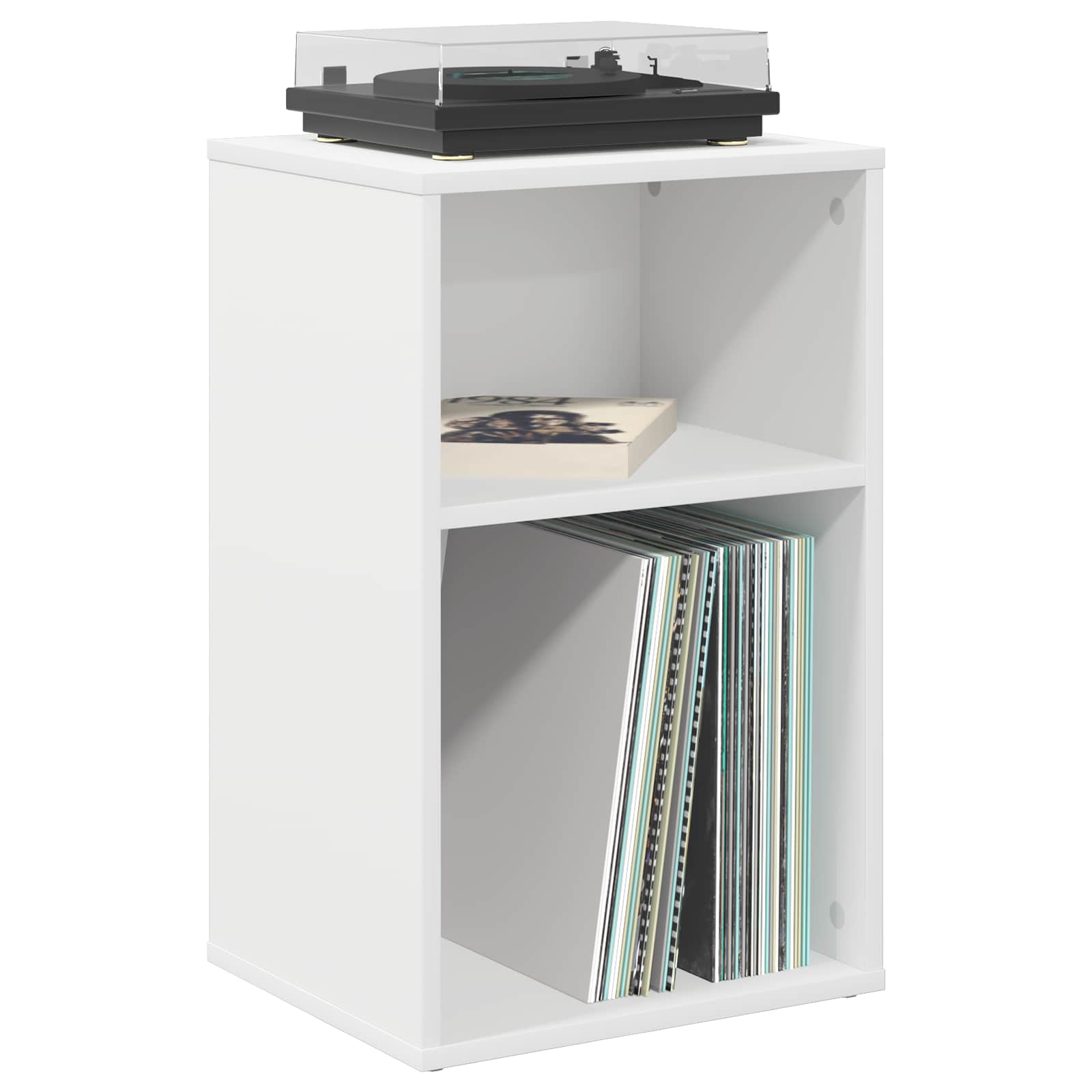 Record Cabinet White 38 x 33 x 61 cm Engineered Wood