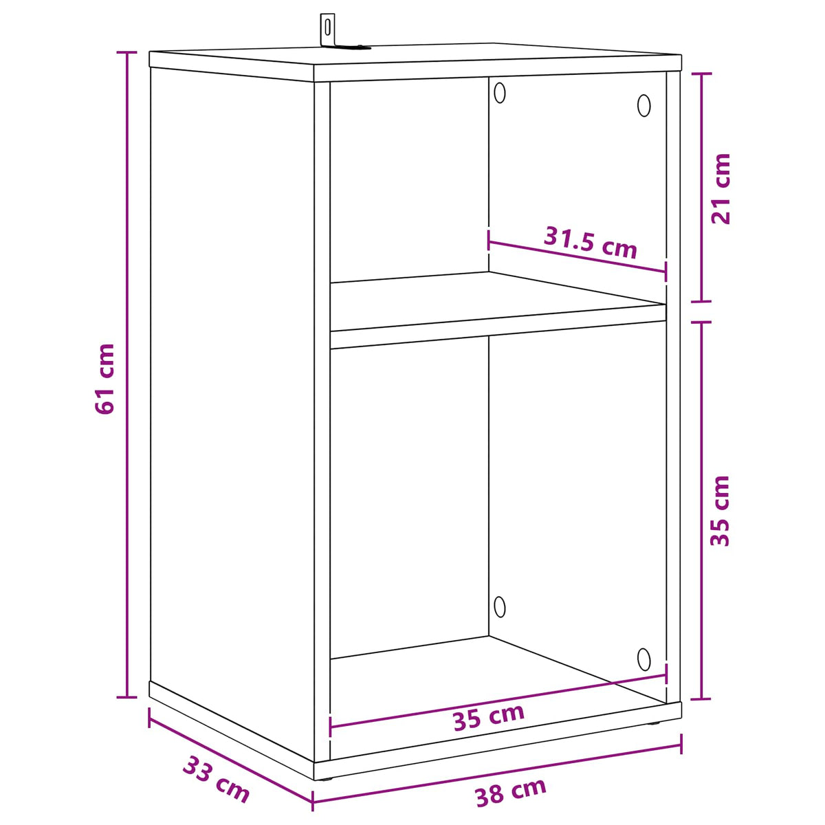 Record Cabinet White 38 x 33 x 61 cm Engineered Wood