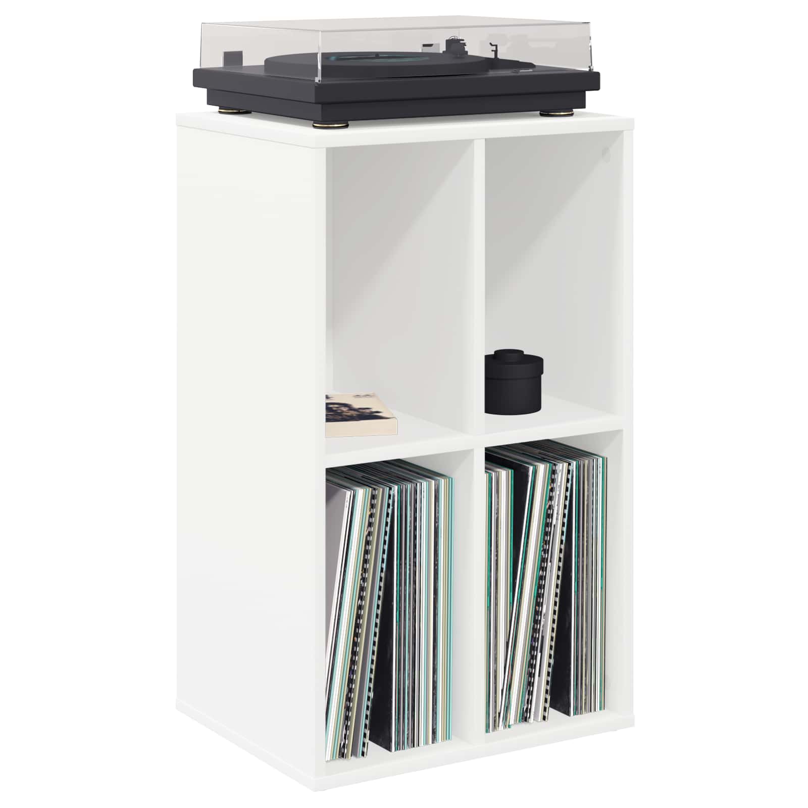 Record Cabinet White 44.5 x 36.5 x 74.5 cm Engineered Wood
