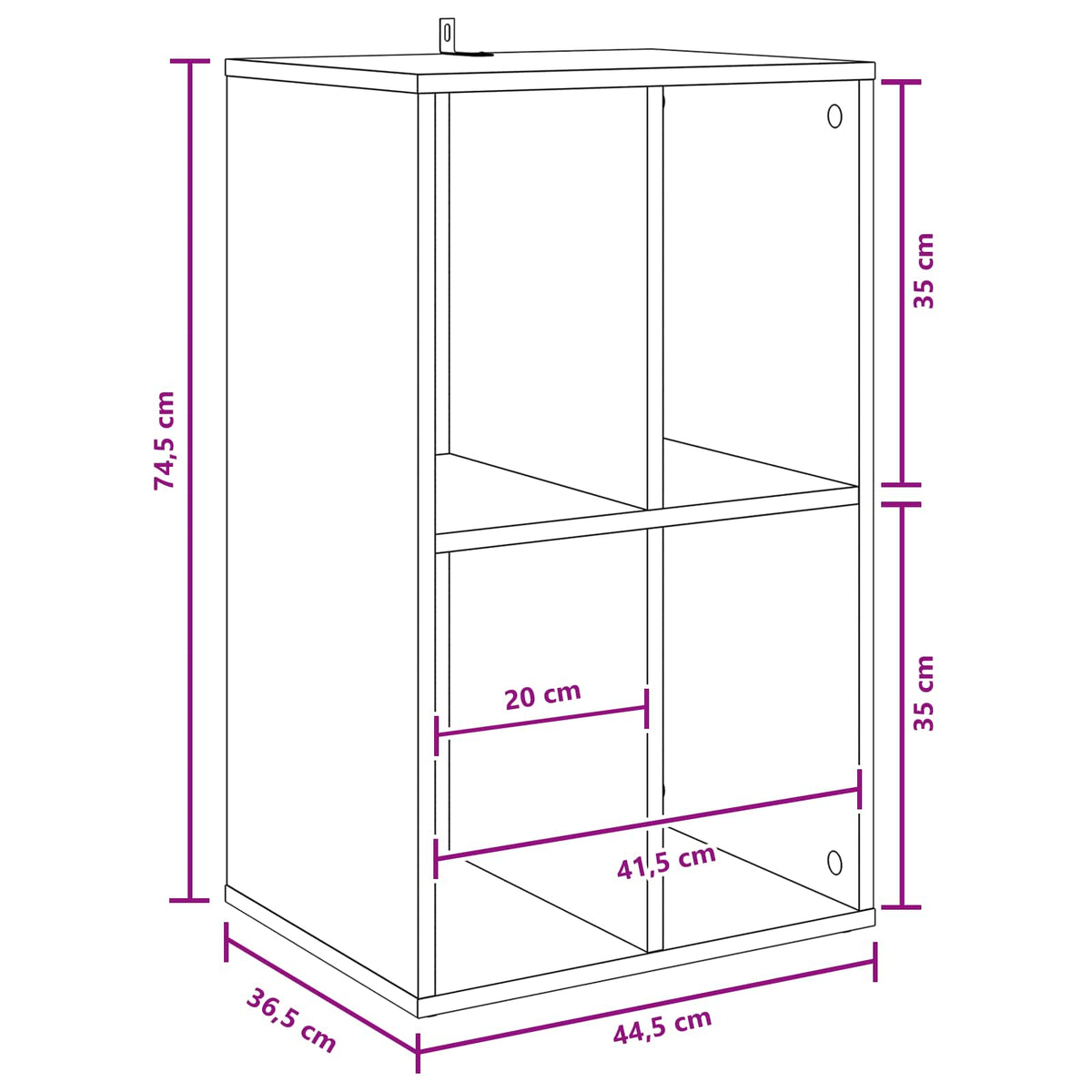 Record Cabinet White 44.5 x 36.5 x 74.5 cm Engineered Wood