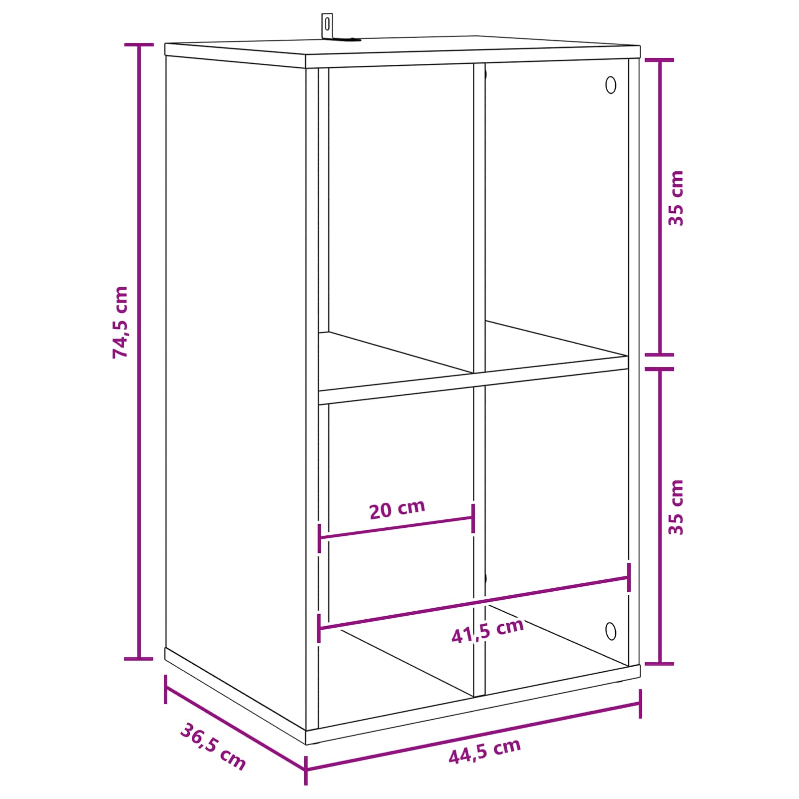 Record Cabinet White 44.5 x 36.5 x 74.5 cm Engineered Wood