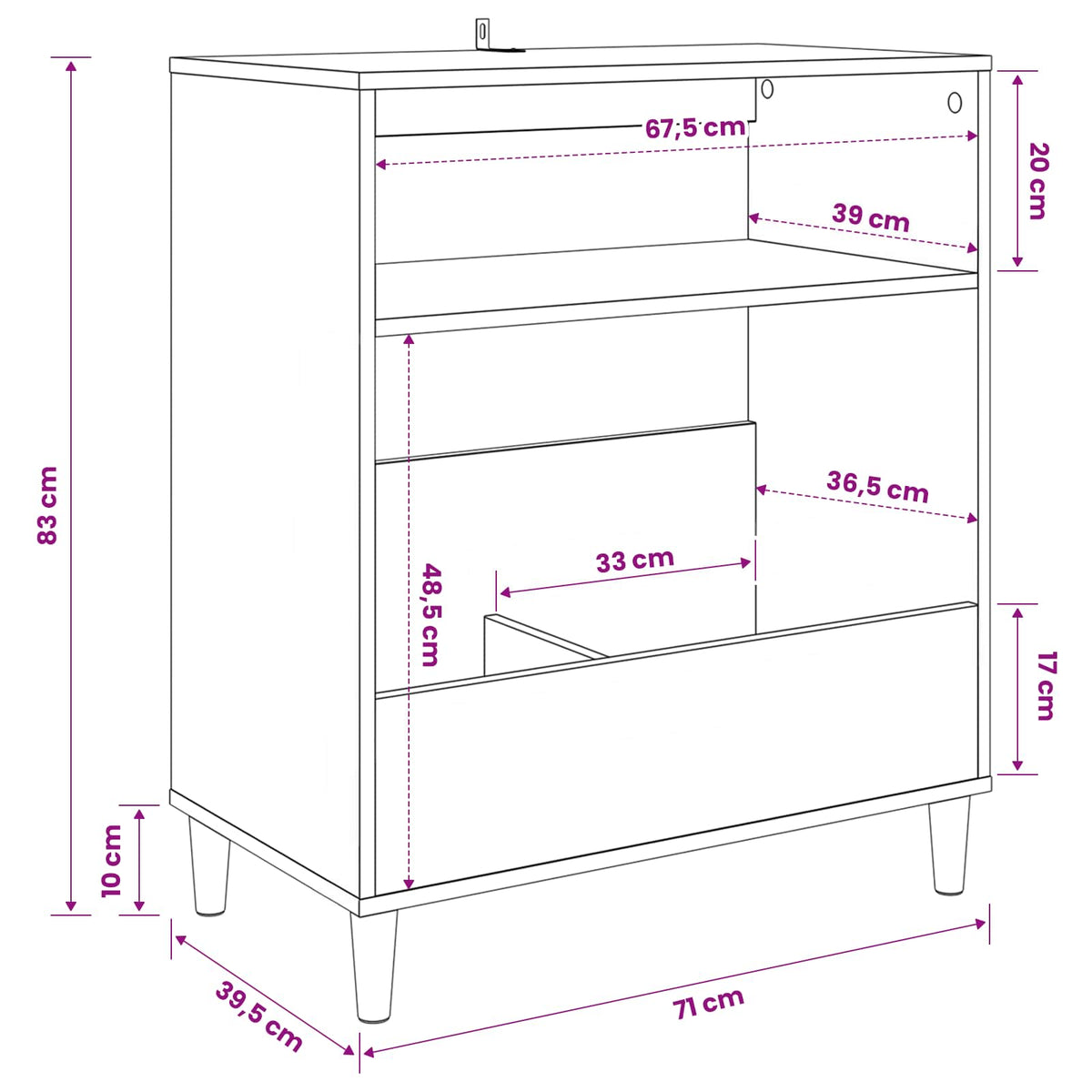 Record Player Stand White 71 x 39.5 x 83 cm Engineered Wood