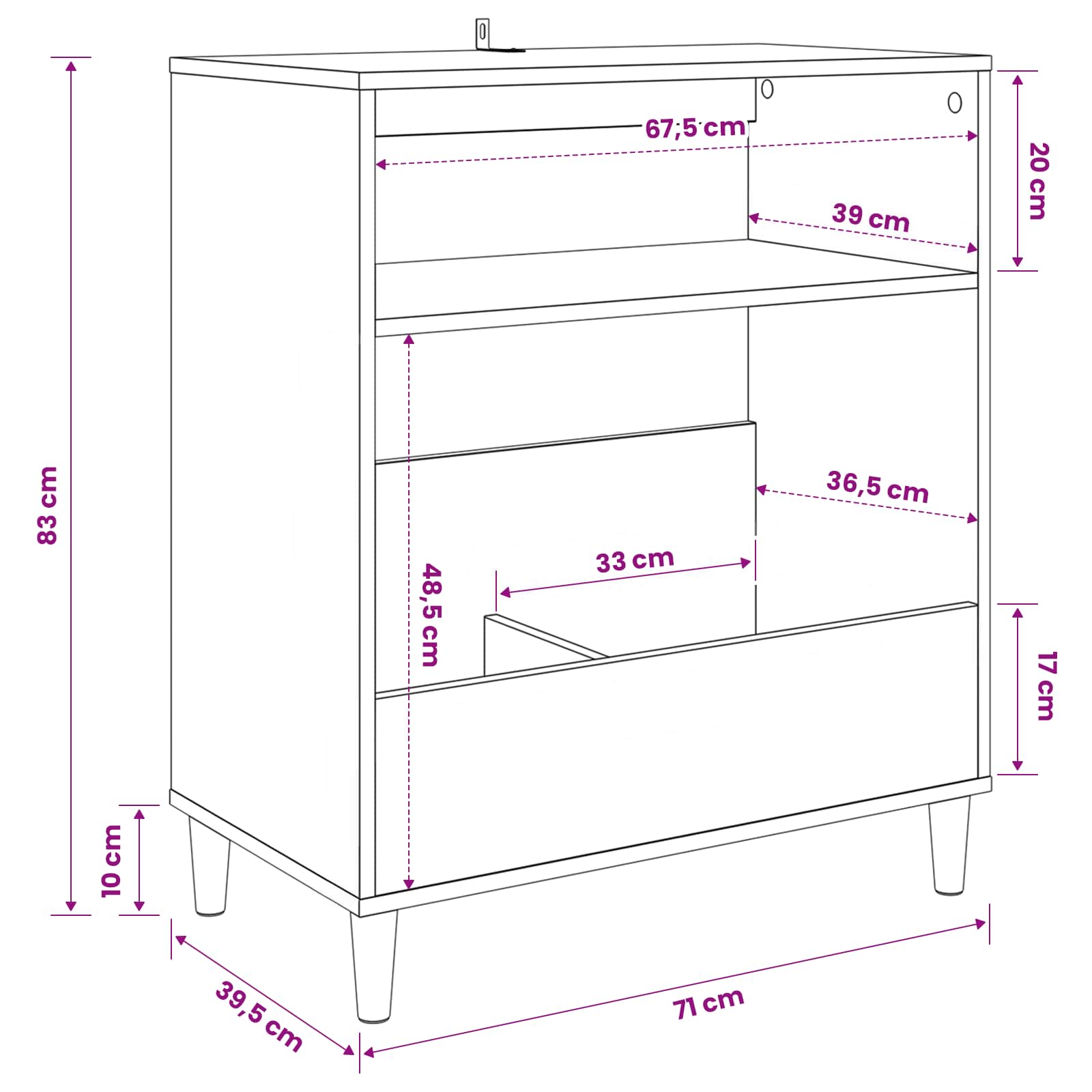 Record Player Stand White 71 x 39.5 x 83 cm Engineered Wood