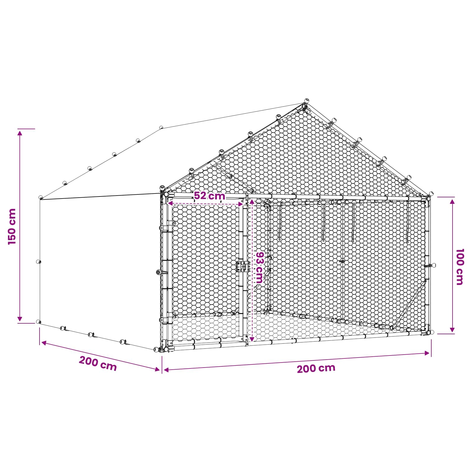 Chicken Coop with Roof Silver 200 x 200 x 150 cm