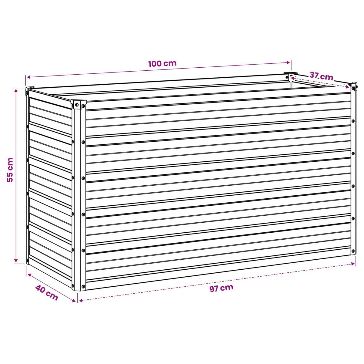 Raised Garden Bed Grey 100 x 40 x 55 cm cold-rolled steel