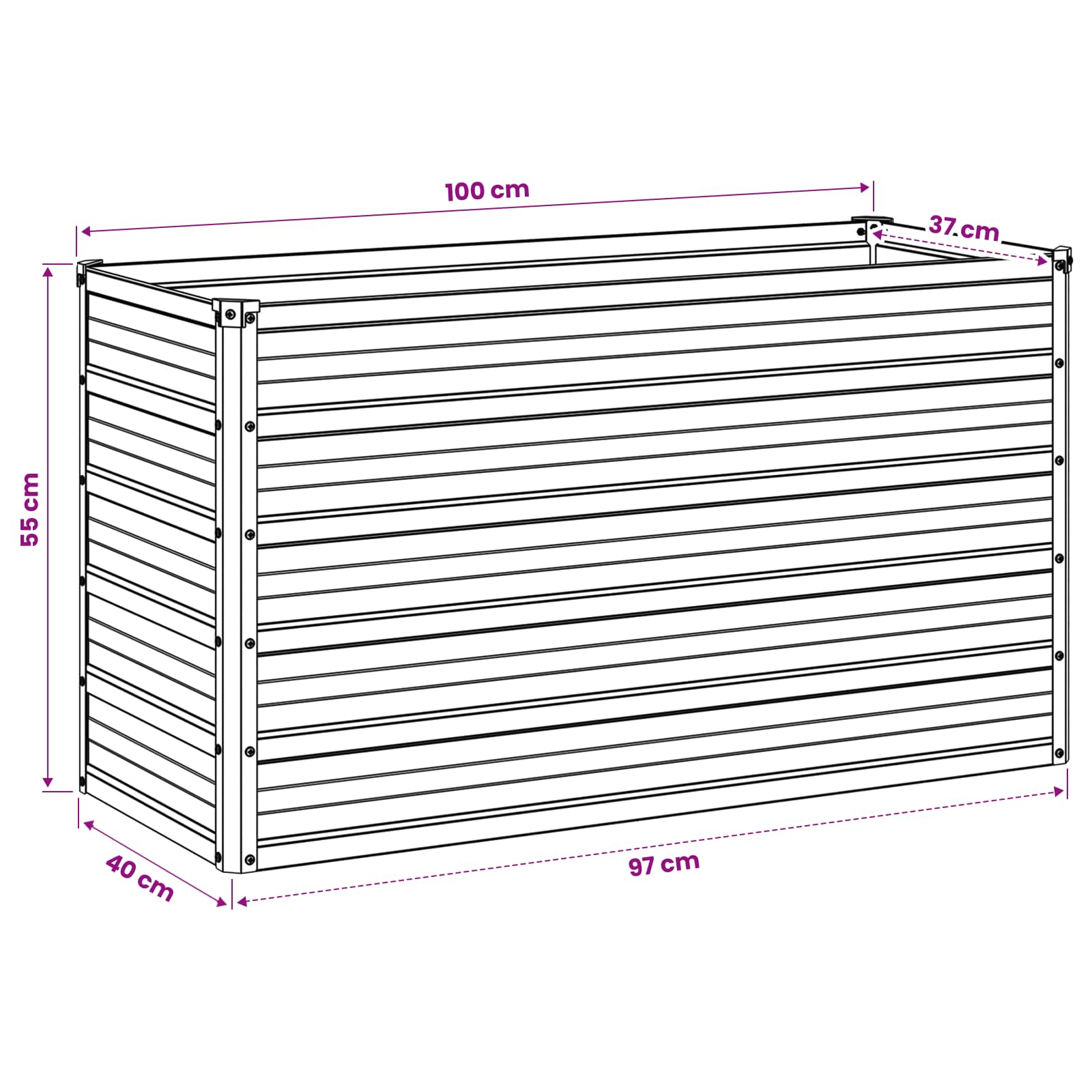 Raised Garden Bed Anthracite 100 x 40 x 55 cm cold-rolled steel