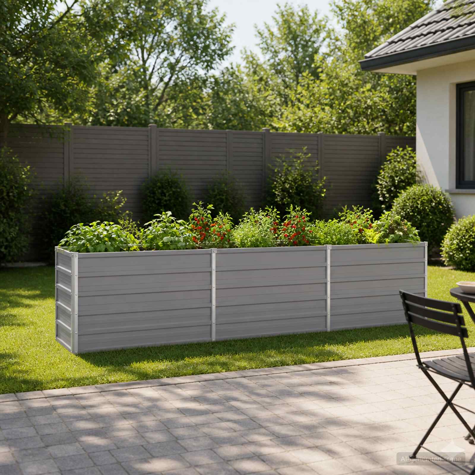 Raised Garden Bed Grey 240 x 40 x 55 cm cold-rolled steel