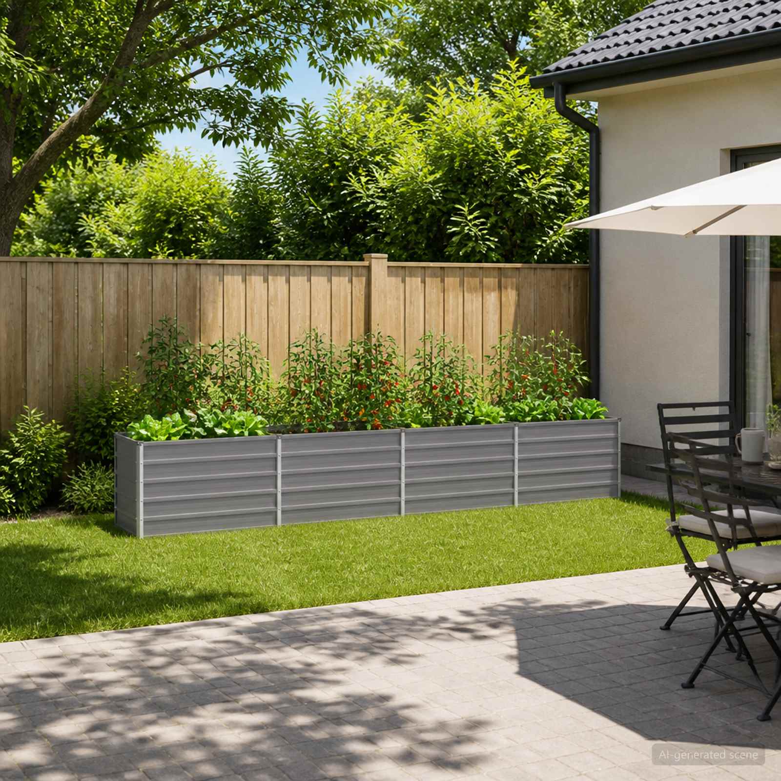 Raised Garden Bed Grey 320 x 40 x 55 cm cold-rolled steel