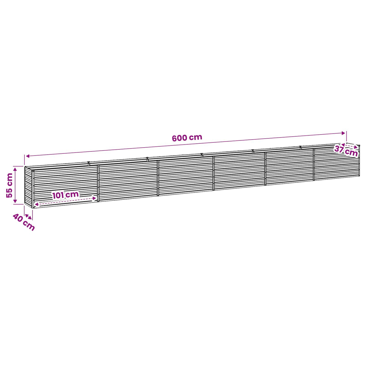 Raised Garden Bed Anthracite 600 x 40 x 55 cm cold-rolled steel