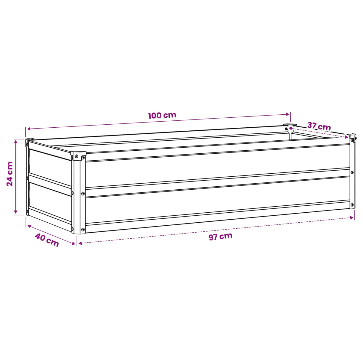 Raised Garden Bed Anthracite 100 x 40 x 24 cm cold-rolled steel