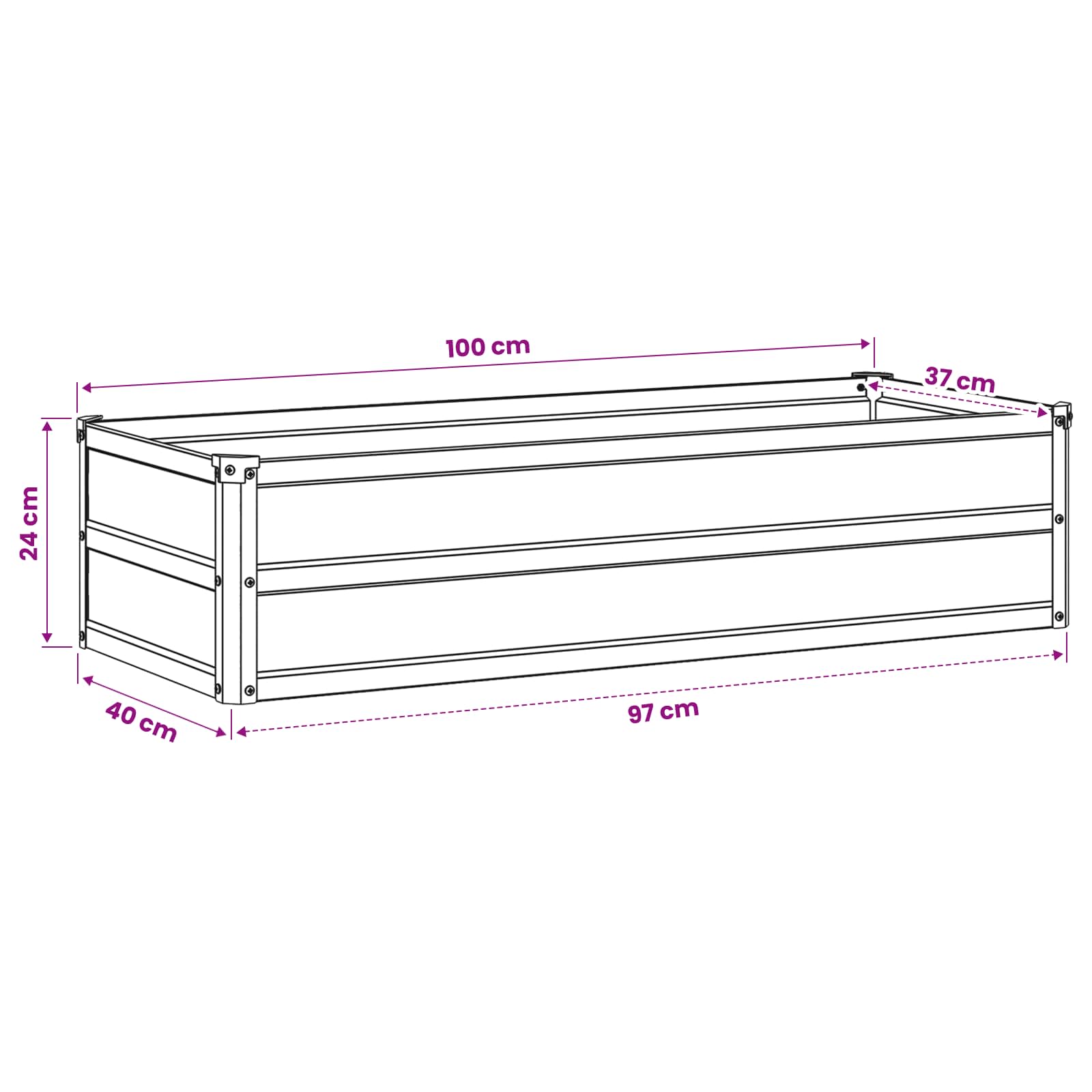 Raised Garden Bed Anthracite 100 x 40 x 24 cm cold-rolled steel