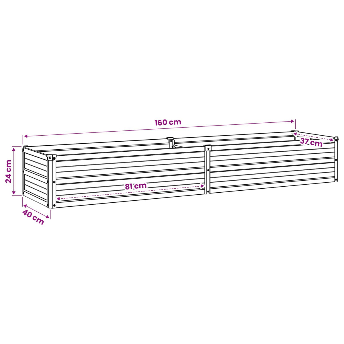 Raised Garden Bed Anthracite 160 x 40 x 24 cm cold-rolled steel