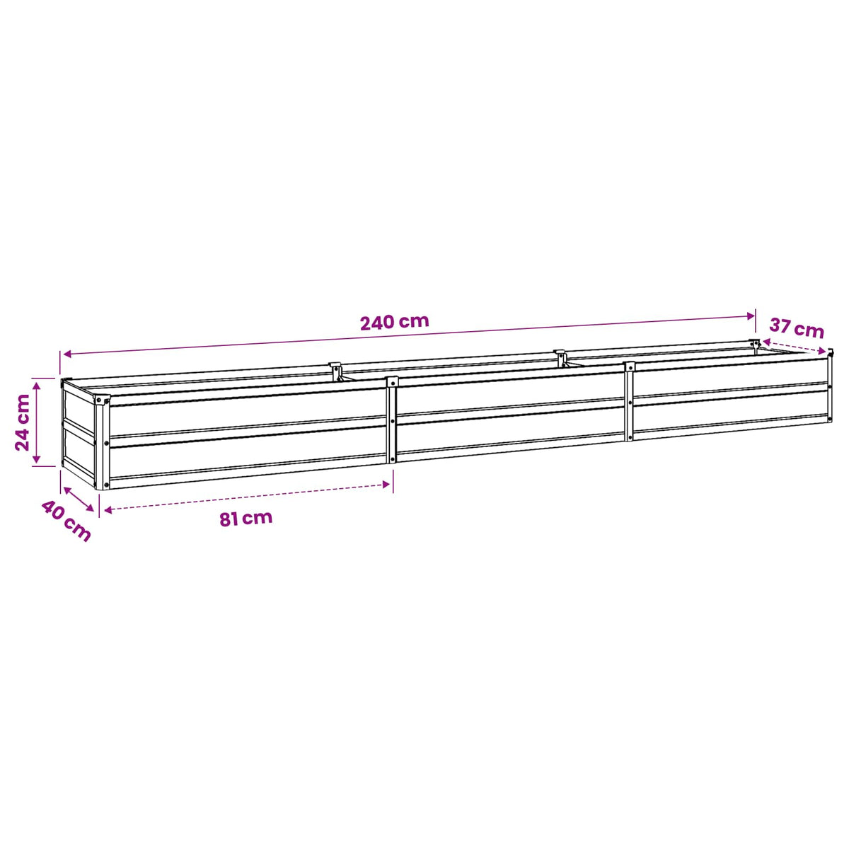 Raised Garden Bed Anthracite 240 x 40 x 24 cm cold-rolled steel