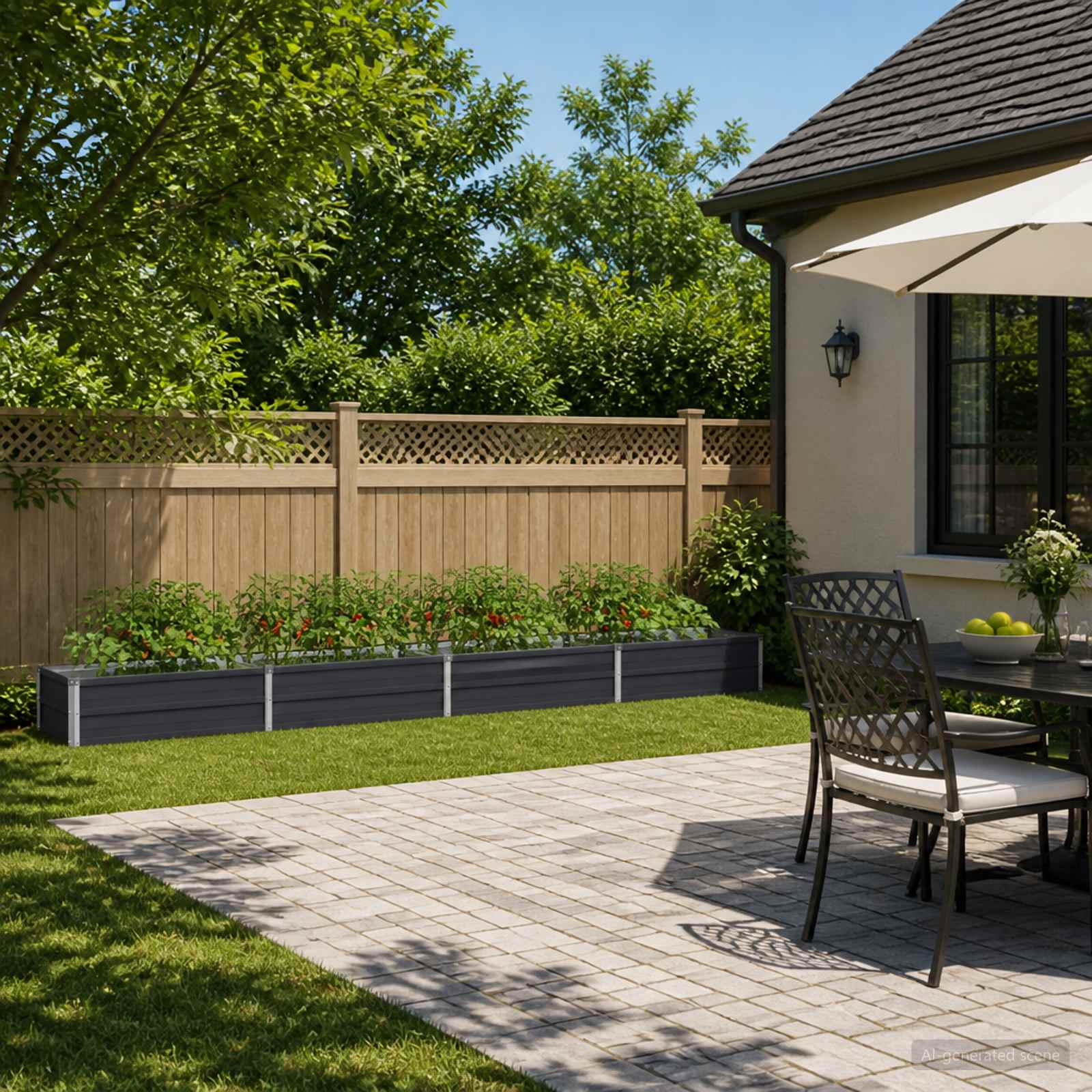Raised Garden Bed Anthracite 320 x 40 x 24 cm cold-rolled steel