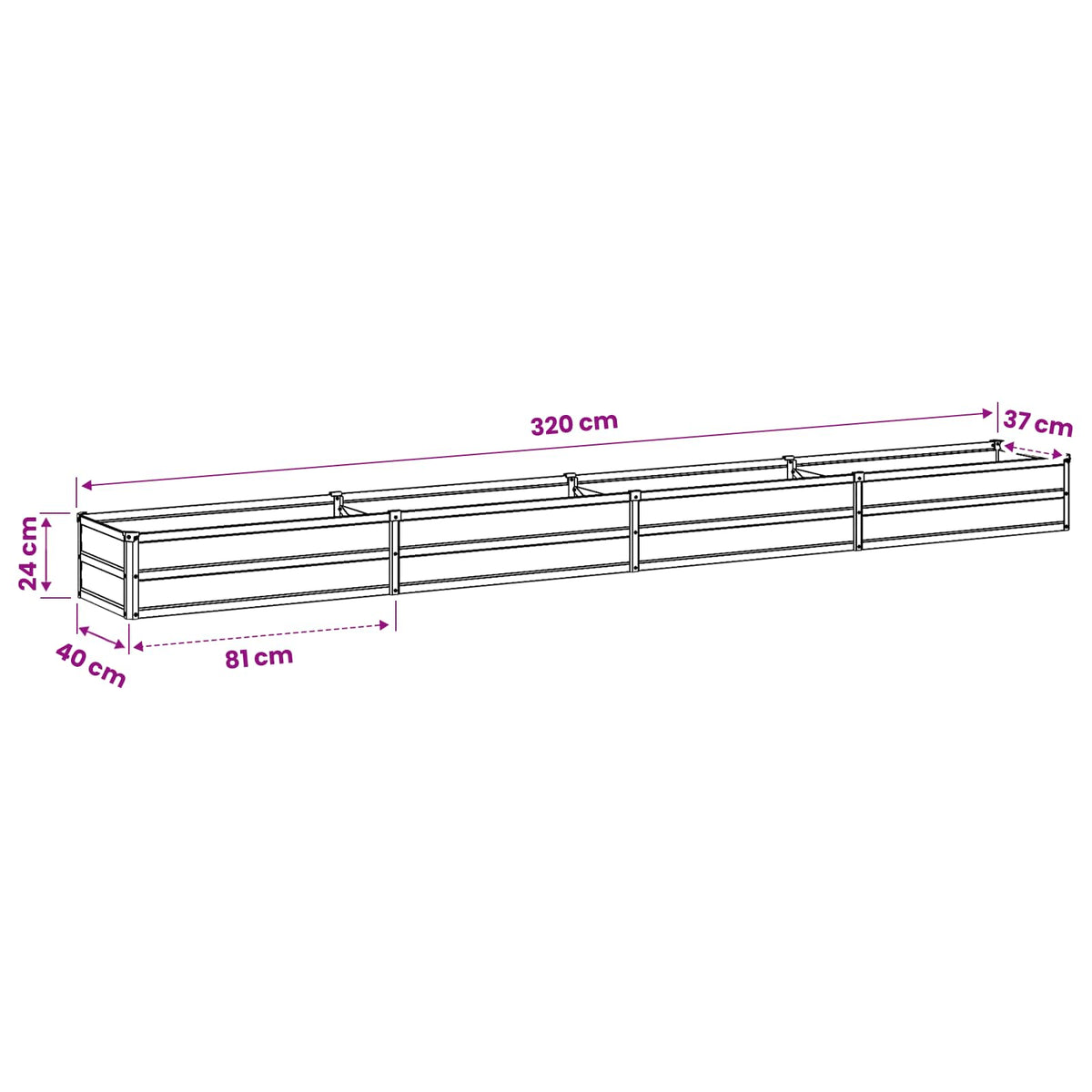 Raised Garden Bed Anthracite 320 x 40 x 24 cm cold-rolled steel