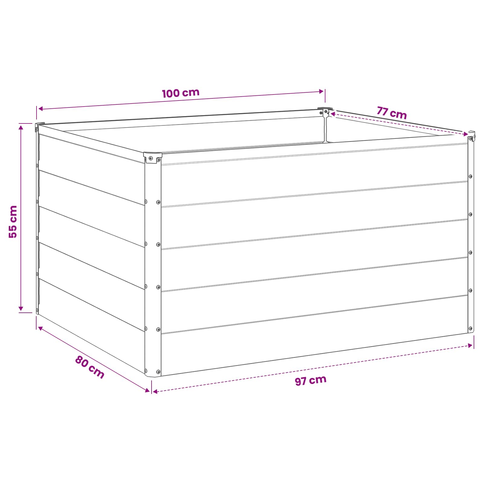 Raised Garden Bed Grey 100 x 80 x 55 cm cold-rolled steel
