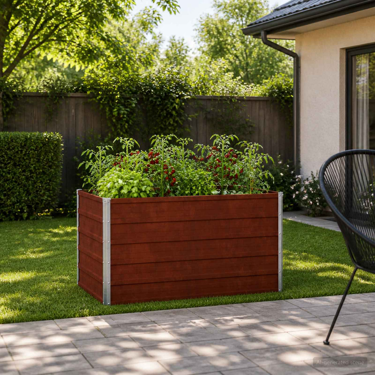 Raised Garden Bed Rusty 100 x 80 x 55 cm corton
