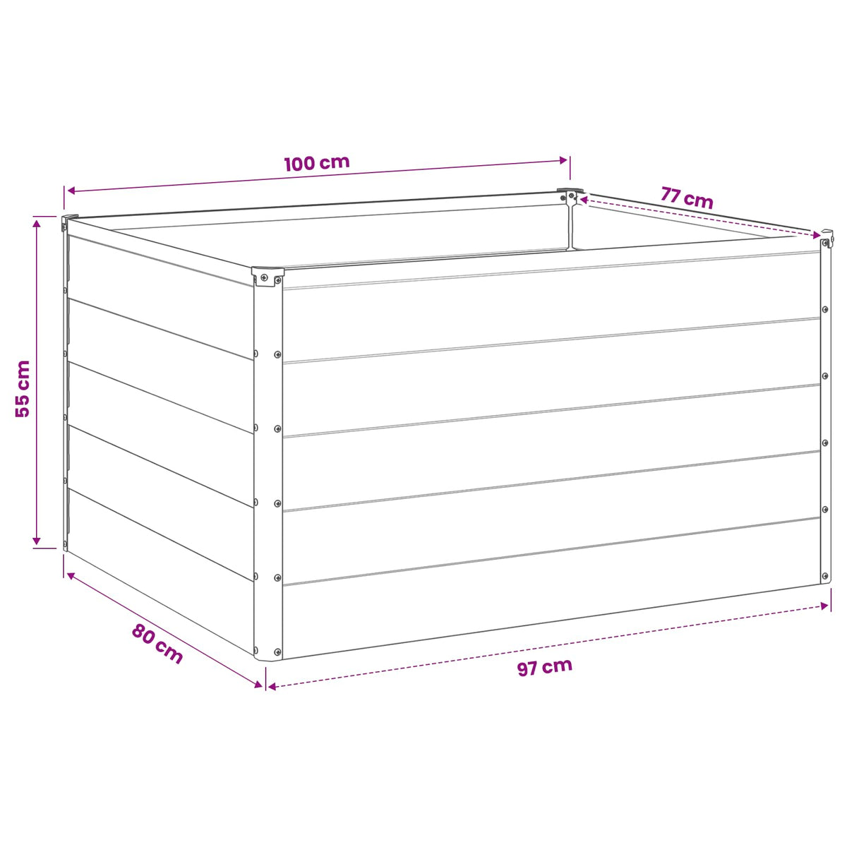 Raised Garden Bed Rusty 100 x 80 x 55 cm corton