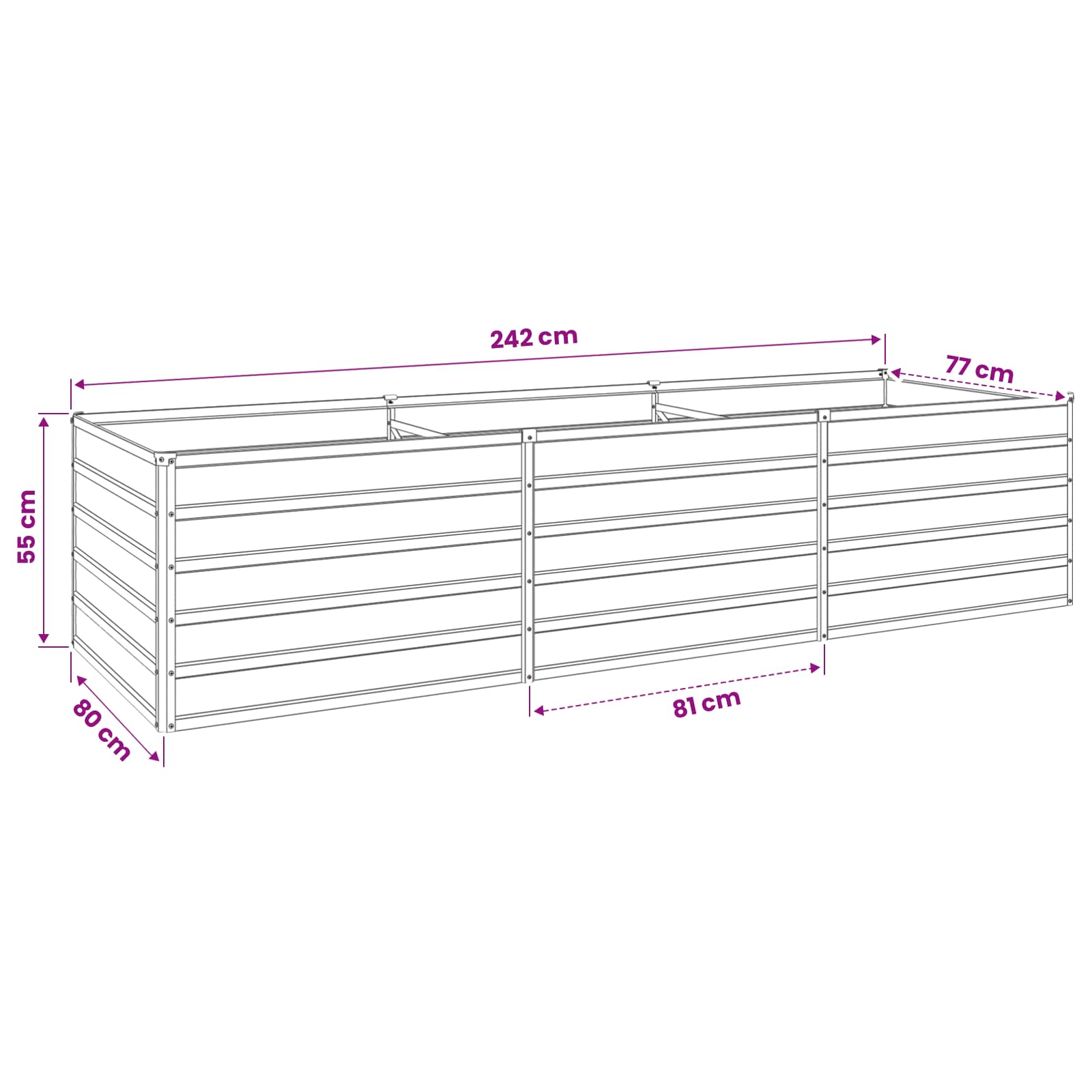 Raised Garden Bed Anthracite 240 x 80 x 55 cm cold-rolled steel
