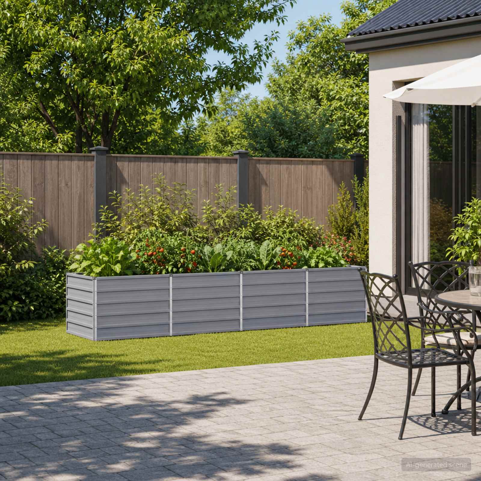 Raised Garden Bed Grey 320 x 80 x 55 cm cold-rolled steel