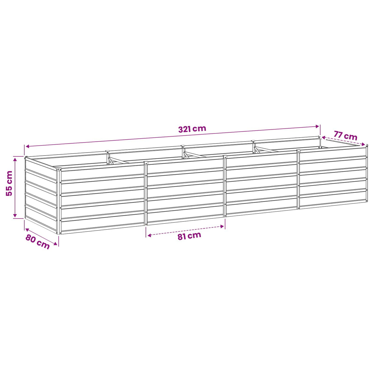 Raised Garden Bed Rusty 320 x 80 x 55 cm corton